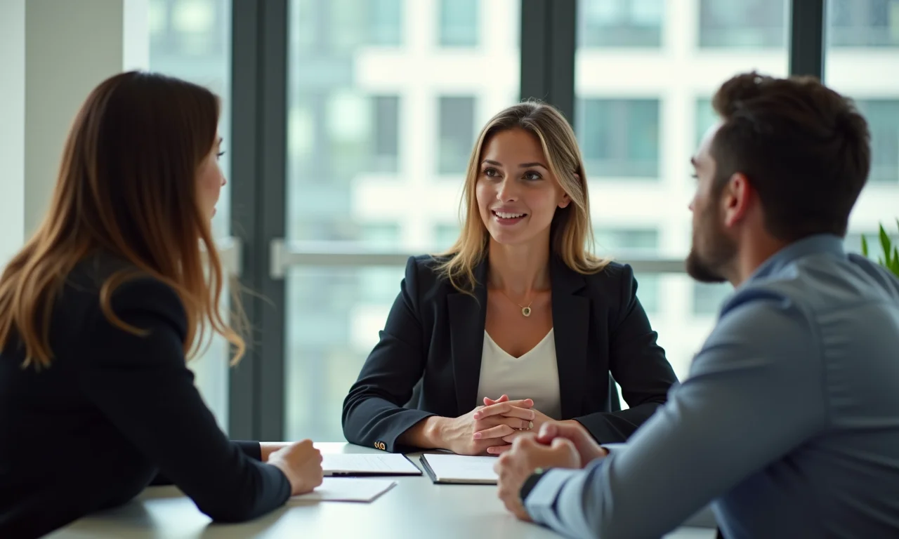 Mulher em reunião com consultor de recrutamento especializado em ONGs.
