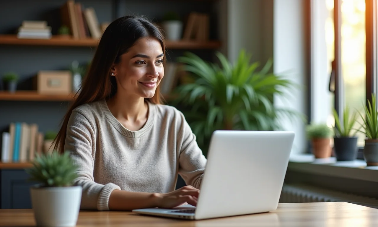 Mulher navegando em plataformas online de vagas em ONGs.