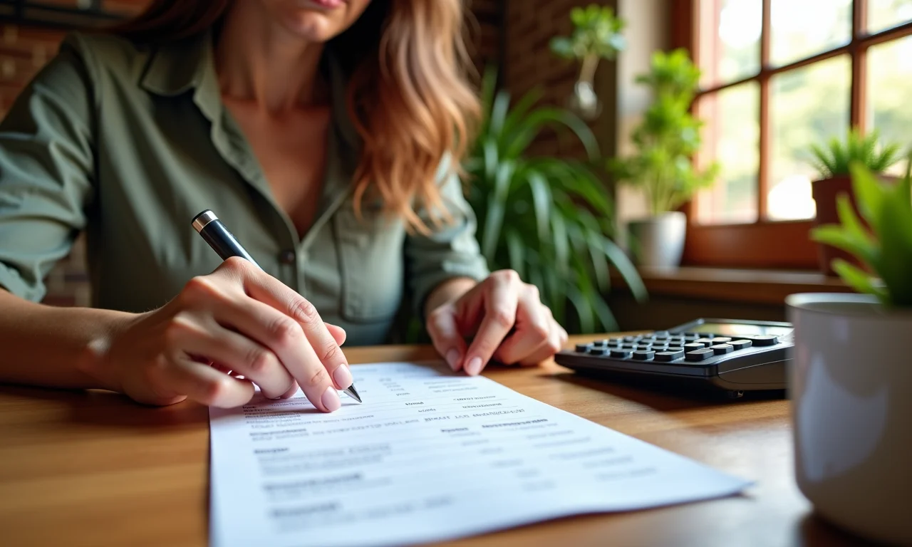 Mulher organizando comprovantes de salário para calcular seguro-desemprego.