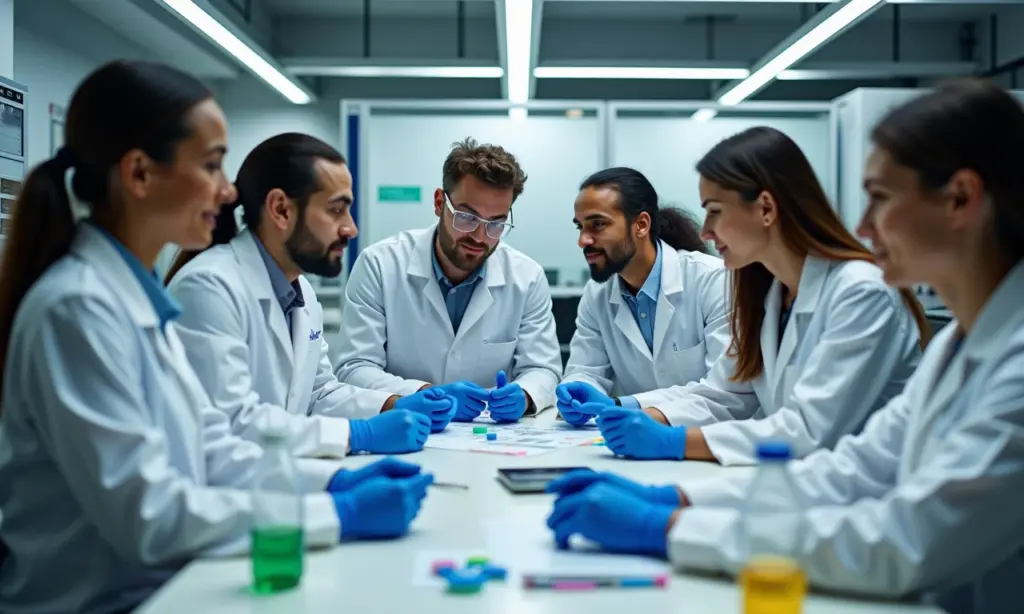Como se Tornar um Pesquisador de Sucesso no Brasil Pesquisadores brasileiros colaborando em laboratório universitário.