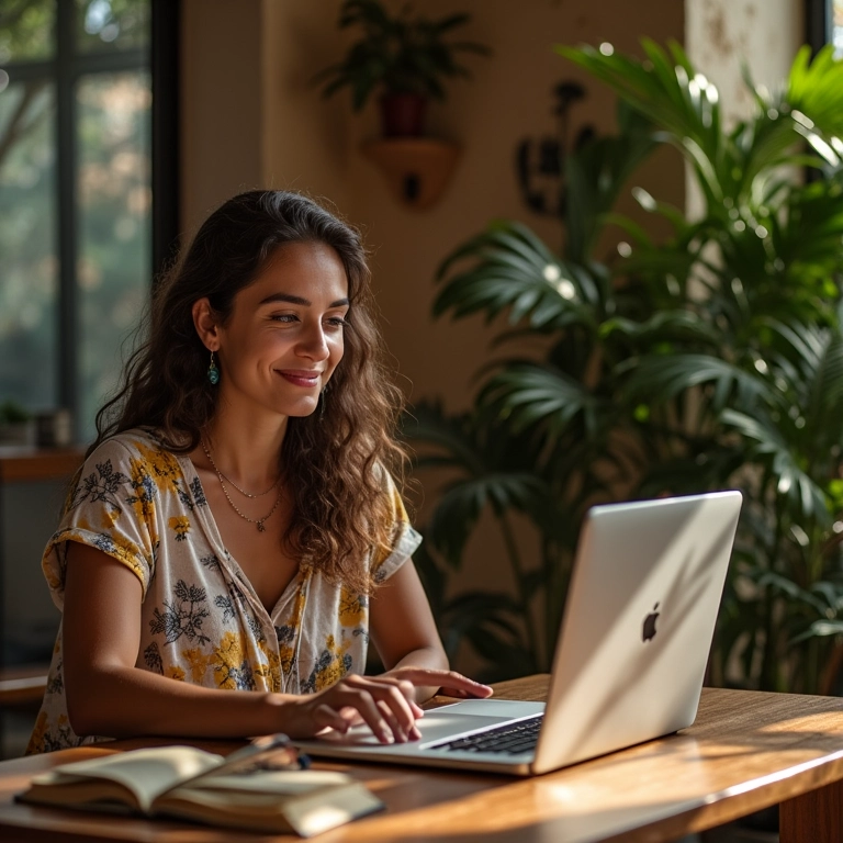 Professor brasileiro em aula online para alunos internacionais.