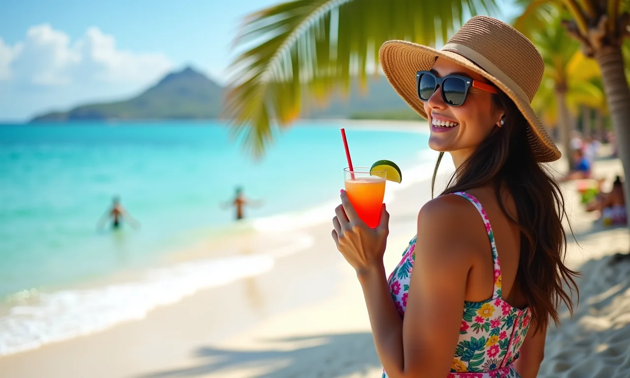 Professora aproveitando férias em resort brasileiro, representando o direito a férias remuneradas.