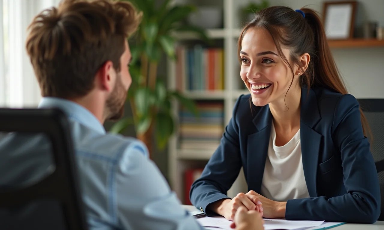 Profissional de RH interagindo empaticamente com um candidato em um processo seletivo humanizado.