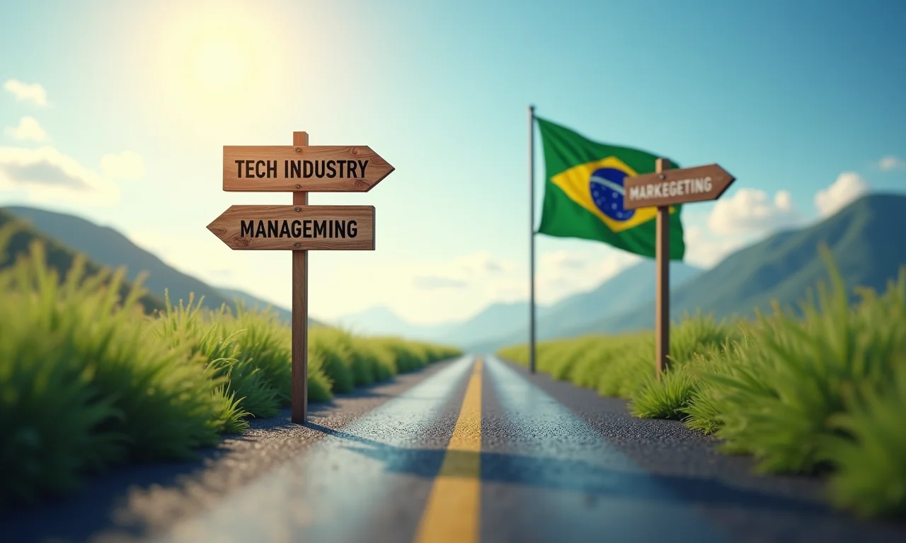 Roteiro com objetivos de carreira, indicando diferentes áreas como Tecnologia, Gestão e Marketing.