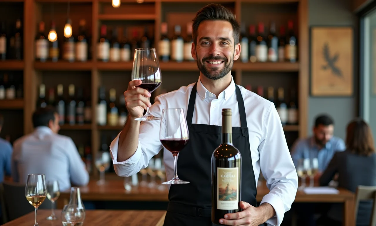 Sommelier apresentando vinhos regionais do Rio Grande do Sul.
