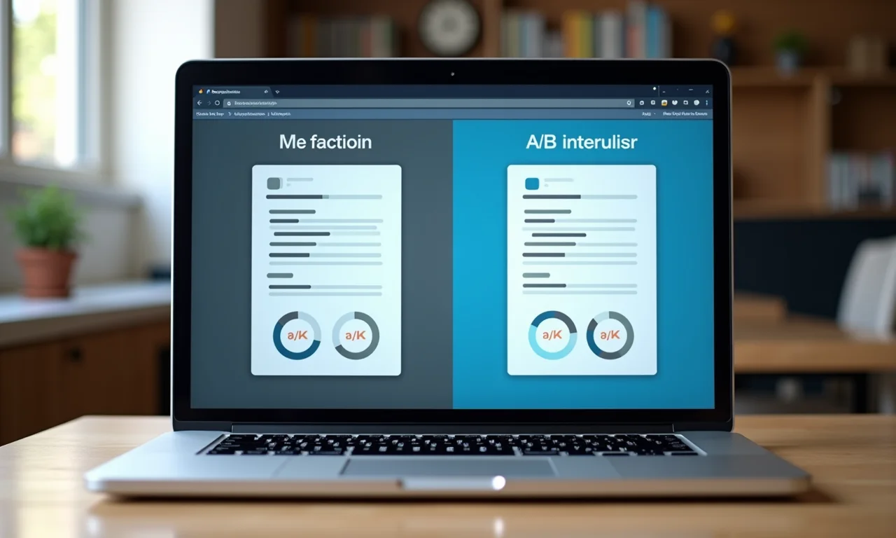 Tela de laptop mostrando interface de teste A/B.