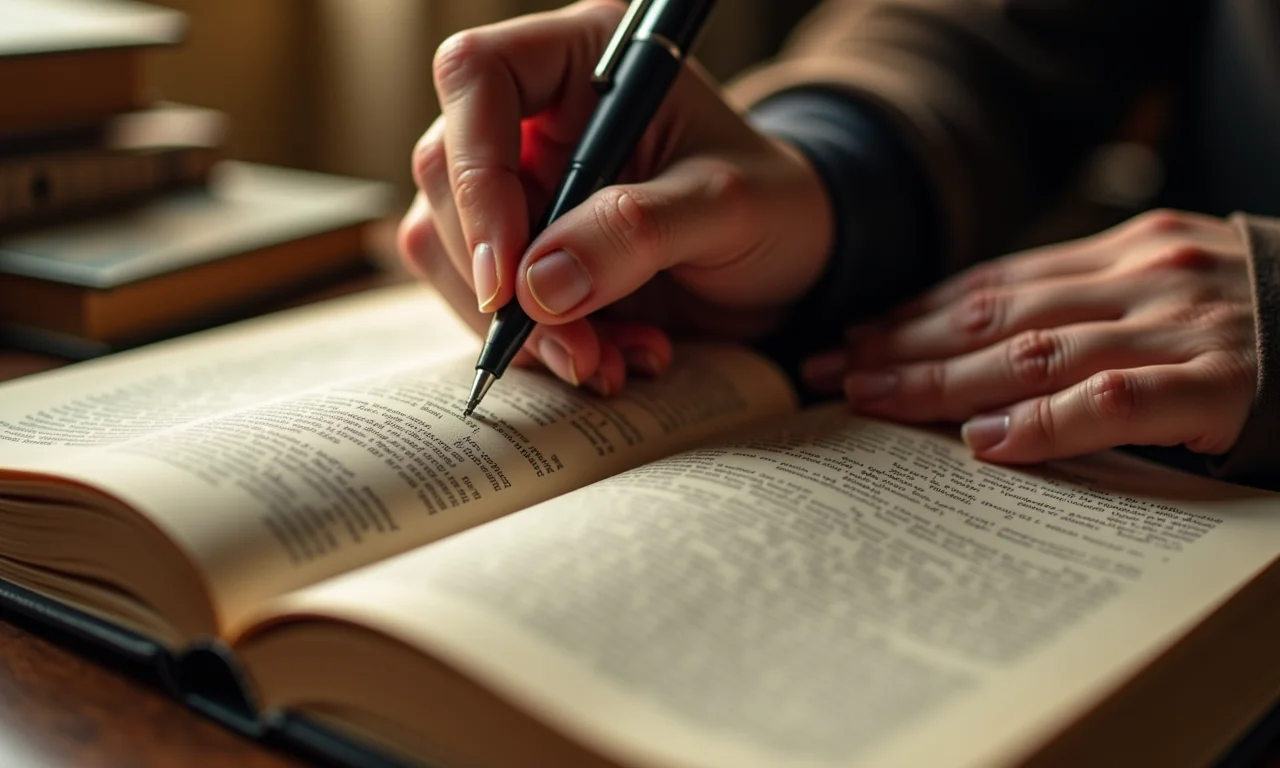 Utilizando uma caneta como guia visual para leitura.