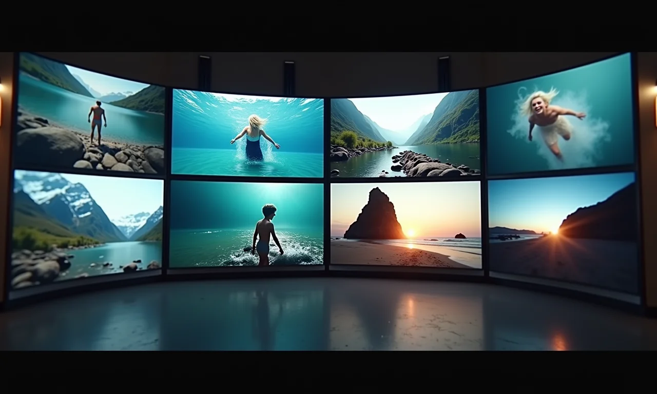 Vídeos curtos e dinâmicos em exibição.